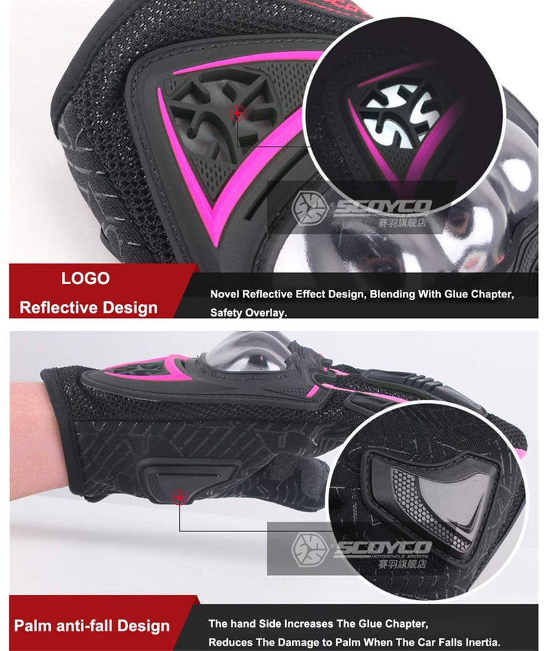 Scoyco Woman Motorcycle Gloves Touch Screen Armor Breathable Female Glove Anti-Skid MBX/MTB/ATV Sport Pink Dirt Bike Gloves (Pink, M) - Image 3